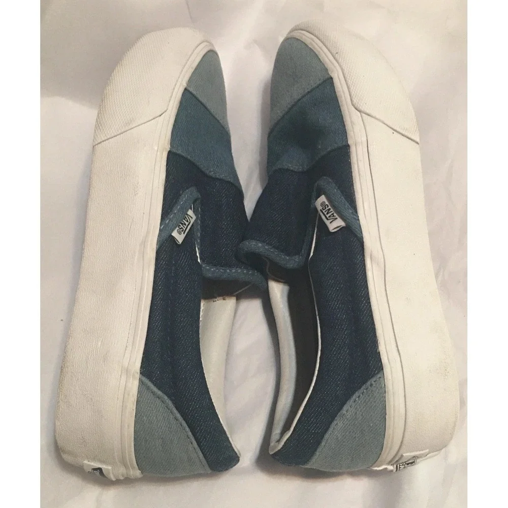 Vans Slip‎ On Blue Denim Ombré Shoes Size Womens 6, Mens 4.5